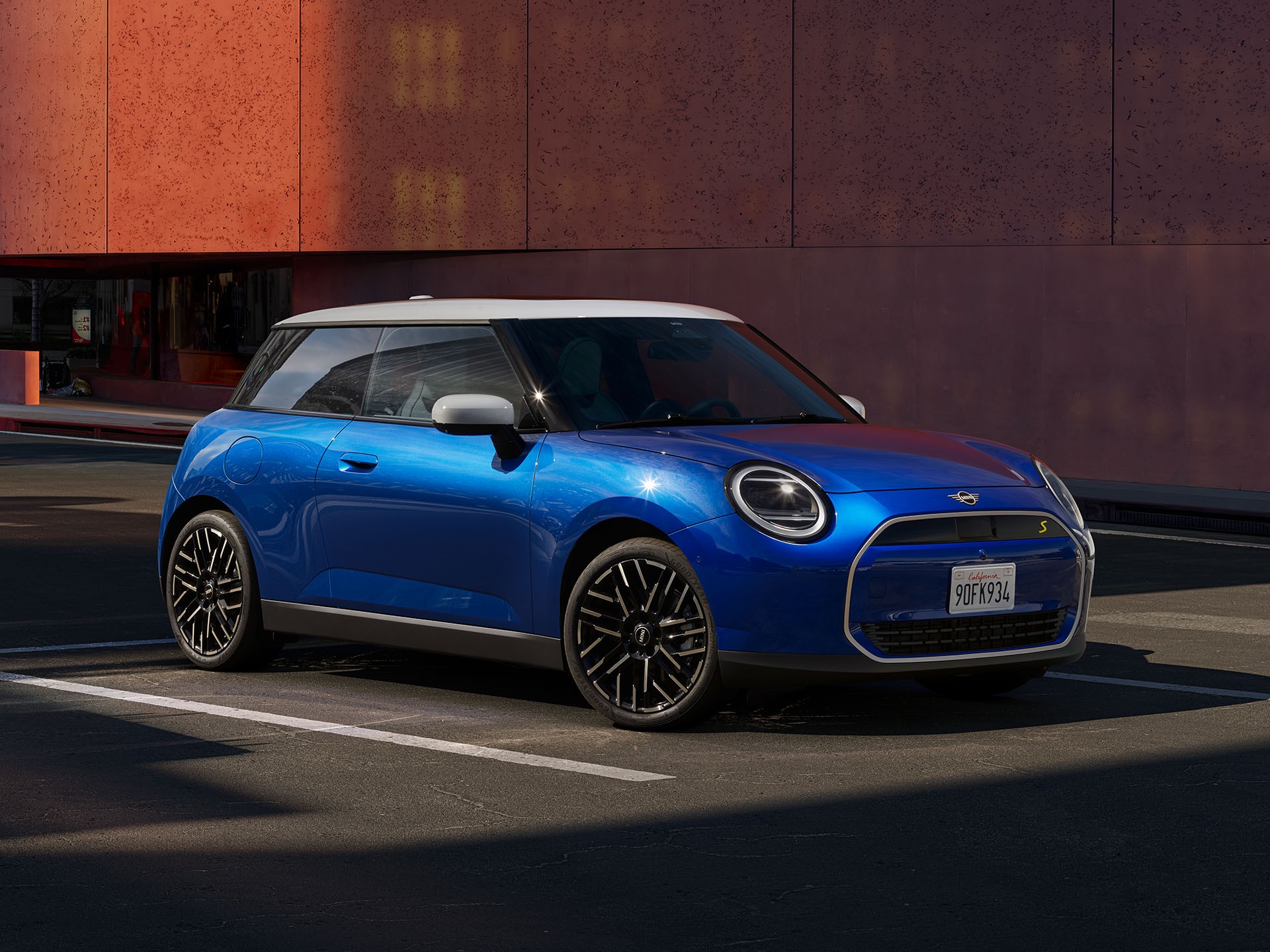 Parked all-electric MINI Cooper